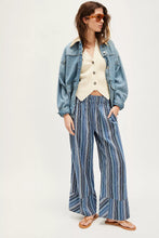 Free People Days End Linen Stripe Pant- Indigo