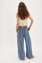 Free People Days End Linen Stripe Pant- Indigo