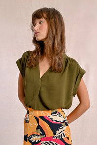 Khaki Flowy Top