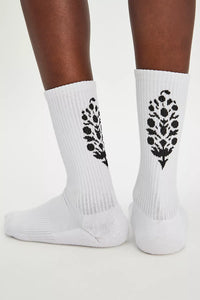 Free People Last Lap Tube Sock- White/Black