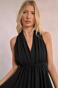 SHORT PLEATED DRESS- BLACK