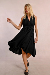SHORT PLEATED DRESS- BLACK