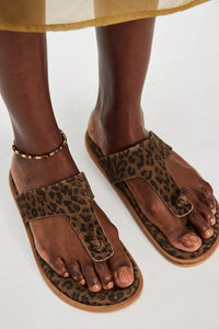 Free People Mika Footbed Sandals- Leopard Suede