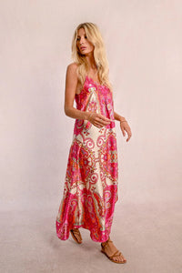 Pink Daphne Long Satin Dress