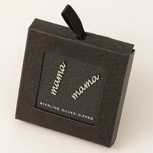 Secret Box Handwritten Mama Stud Earrings- Silver & Gold