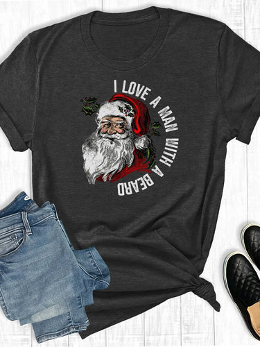 Santa I Love A Man with A Beard Tee