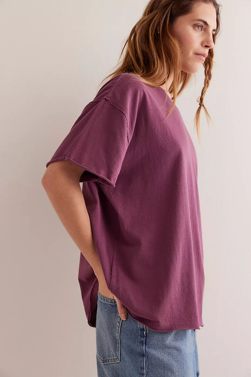 Free People Maroon Nina Tee