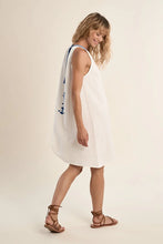 Blue & White Embroidered Dress