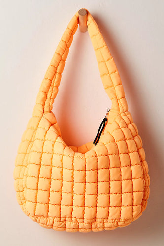 Free People Quilted Carryall Bag- Neon Clementine