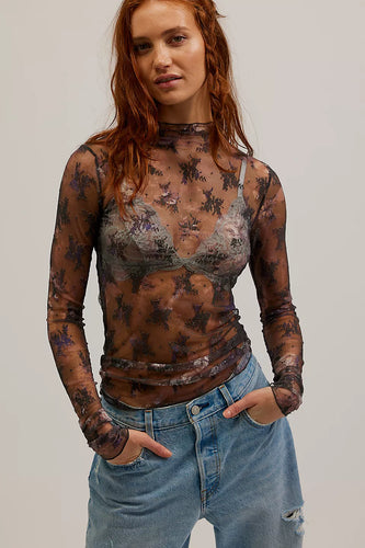 Lady Lux Printed Layering Top- Night Sky
