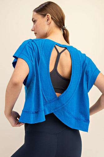 Cotton Slub Top- Ocean Blue