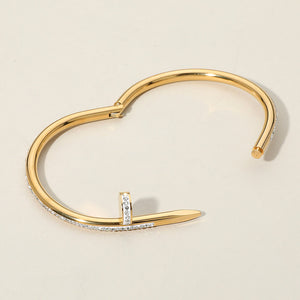 Stone Paved Hinged Bangle Bracelet