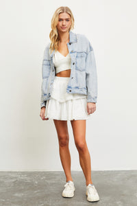 Light Denim Back Pleated Jacket
