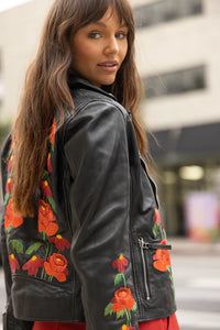 Peonie RF Leather Jacket, Black