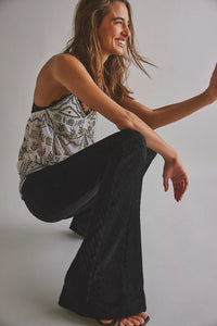 Free People Penny Pull-On Velvet Pants- Black
