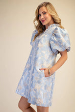 Sky Embroidered Puff Sleeve Dress