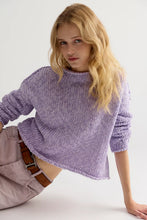 Free People Opal Rollneck Knit Sweater- Purple Satin