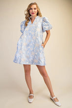 Sky Embroidered Puff Sleeve Dress
