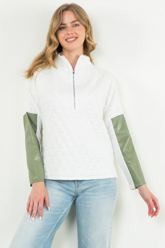 Quilted Half Zip Sweater