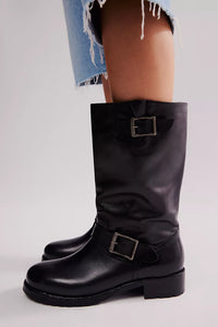 Free People Ride Or Die Engineer Boots- Black