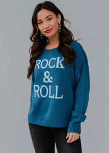Blue & White Rock & Roll Sweater