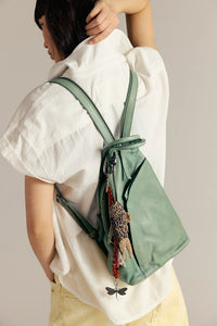 Free People Leather Soho Convertible Backpack- Secret Sage