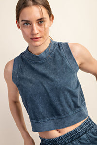 Slate Blue Mineral Washed Crop Top