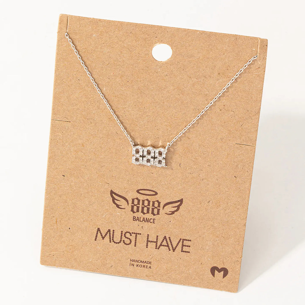 Pave 888 Angel Number Pendant Necklace