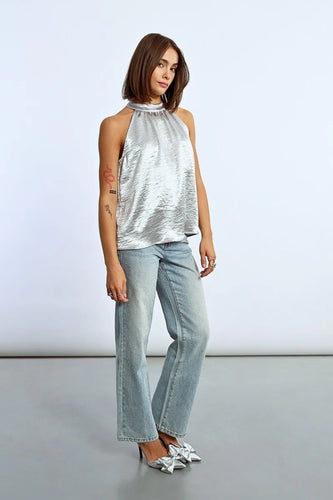 Silver Satin Top