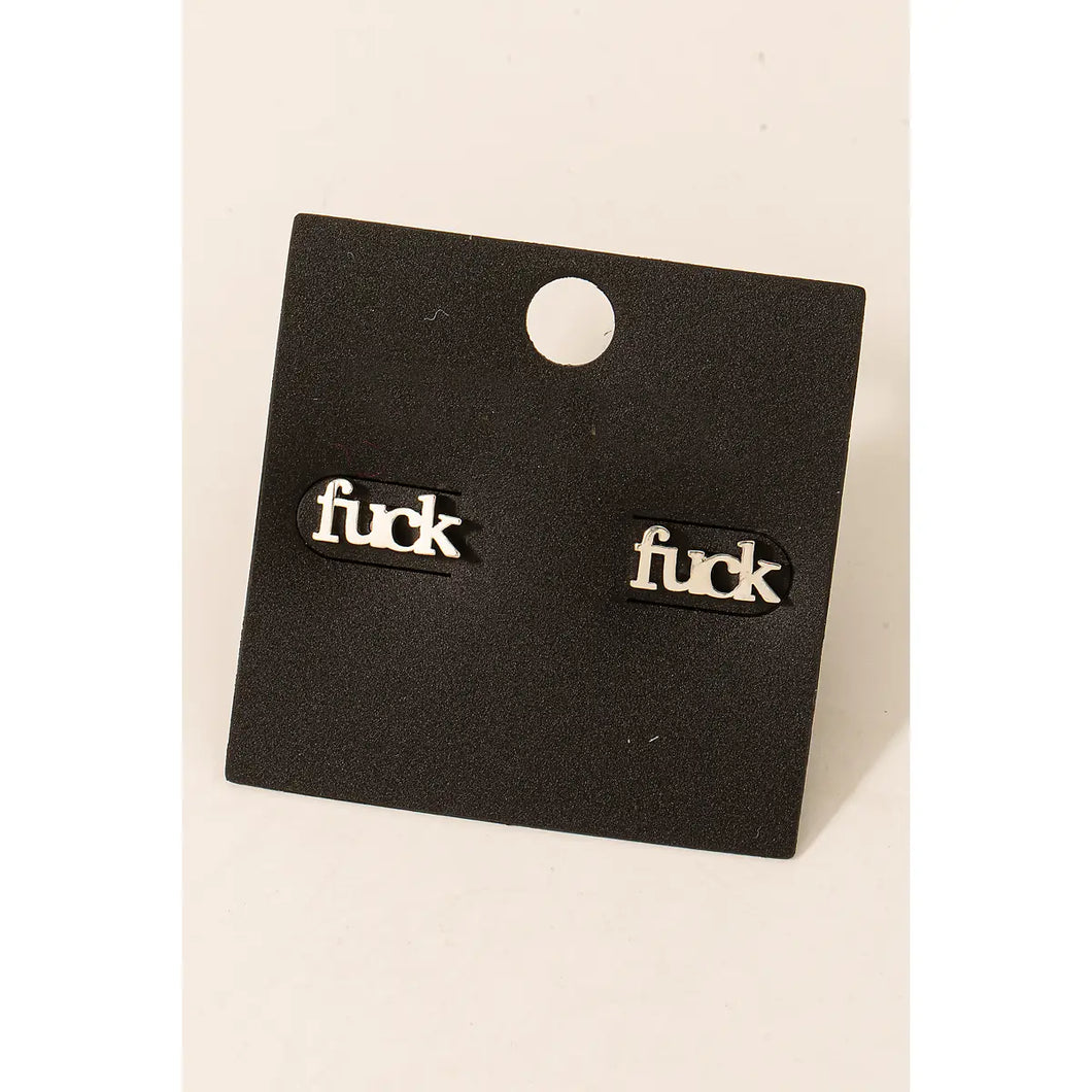 Mini Fuck Stud Earrings- Silver