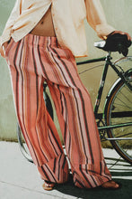 Free People Day's End Linen Striped Pull-On Pants- Soft Coral