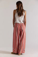 Free People Day's End Linen Striped Pull-On Pants- Soft Coral