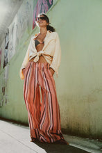 Free People Day's End Linen Striped Pull-On Pants- Soft Coral