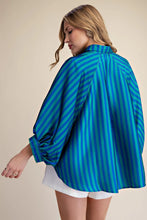Green & Blue Striped Top