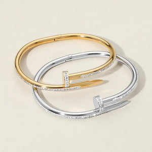 Stone Paved Hinged Bangle Bracelet