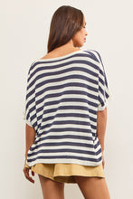 V Neck Oversized Stripe Sweater Top