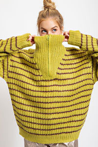 Stripe Oversized Green Tea Sweater