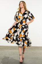 Puff Sleeve Tiered Print Dress