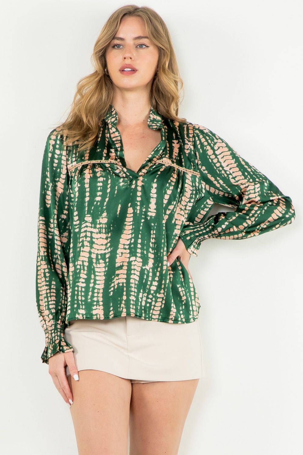 LS Green Print Top