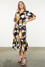 Puff Sleeve Tiered Print Dress