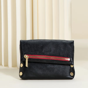 Hammitt VIP Small Black/Brushed Gold Zip Clutch