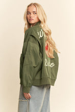 WEST COAST RODEO EMBROIDERED BOMBER JACKET- Army Green