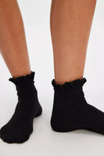 Beloved Waffle Knit Ankle Socks- Black