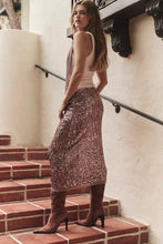 Free People Party Trick Sequin Midi Slip Skirt- Winter Tulip