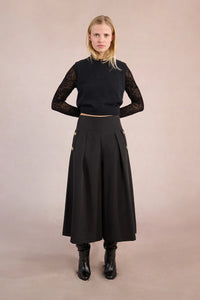 Black Button Woven Pants