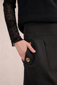 Black Button Woven Pants