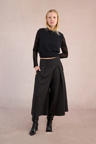 Black Button Woven Pants