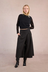 Black Button Woven Pants
