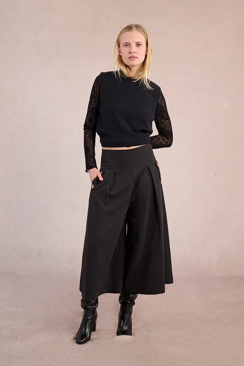 Black Button Woven Pants