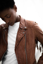 Zoe Cognac Fringe Leather Jacket